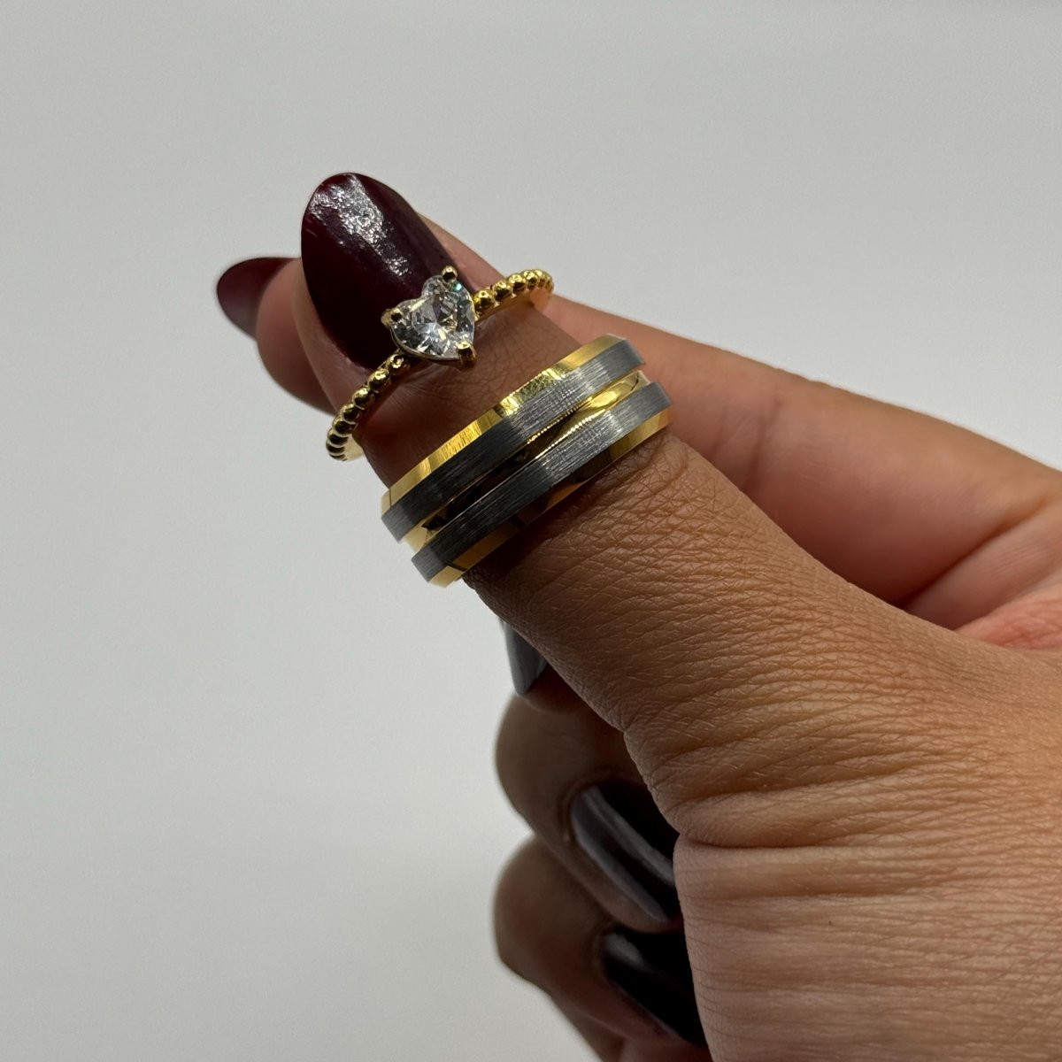 Stainless Steel and Tungsten Ring Silver & Gold Design | “Amarossa - CouplesPicks