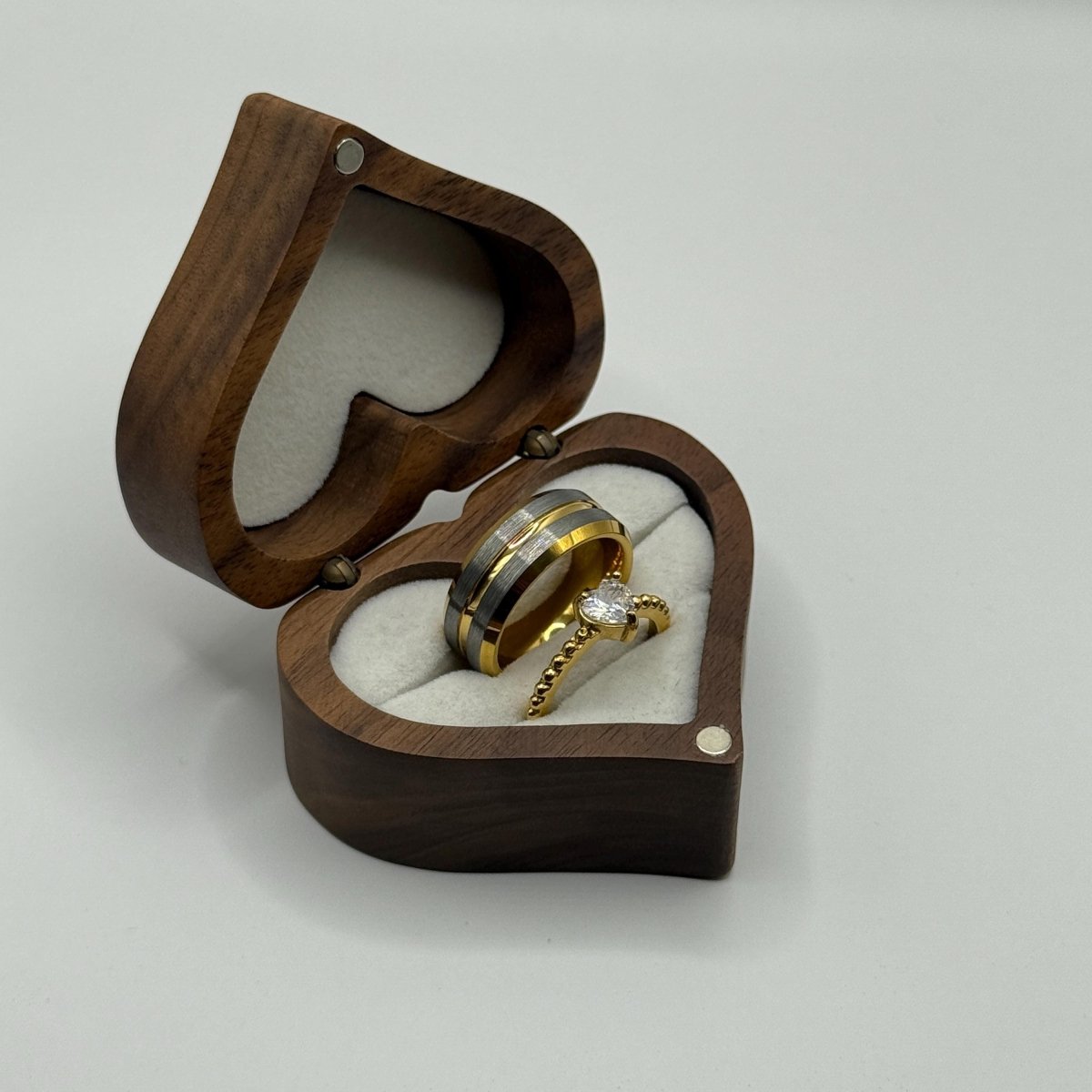 Stainless Steel and Tungsten Ring Silver & Gold Design | “Amarossa - CouplesPicks