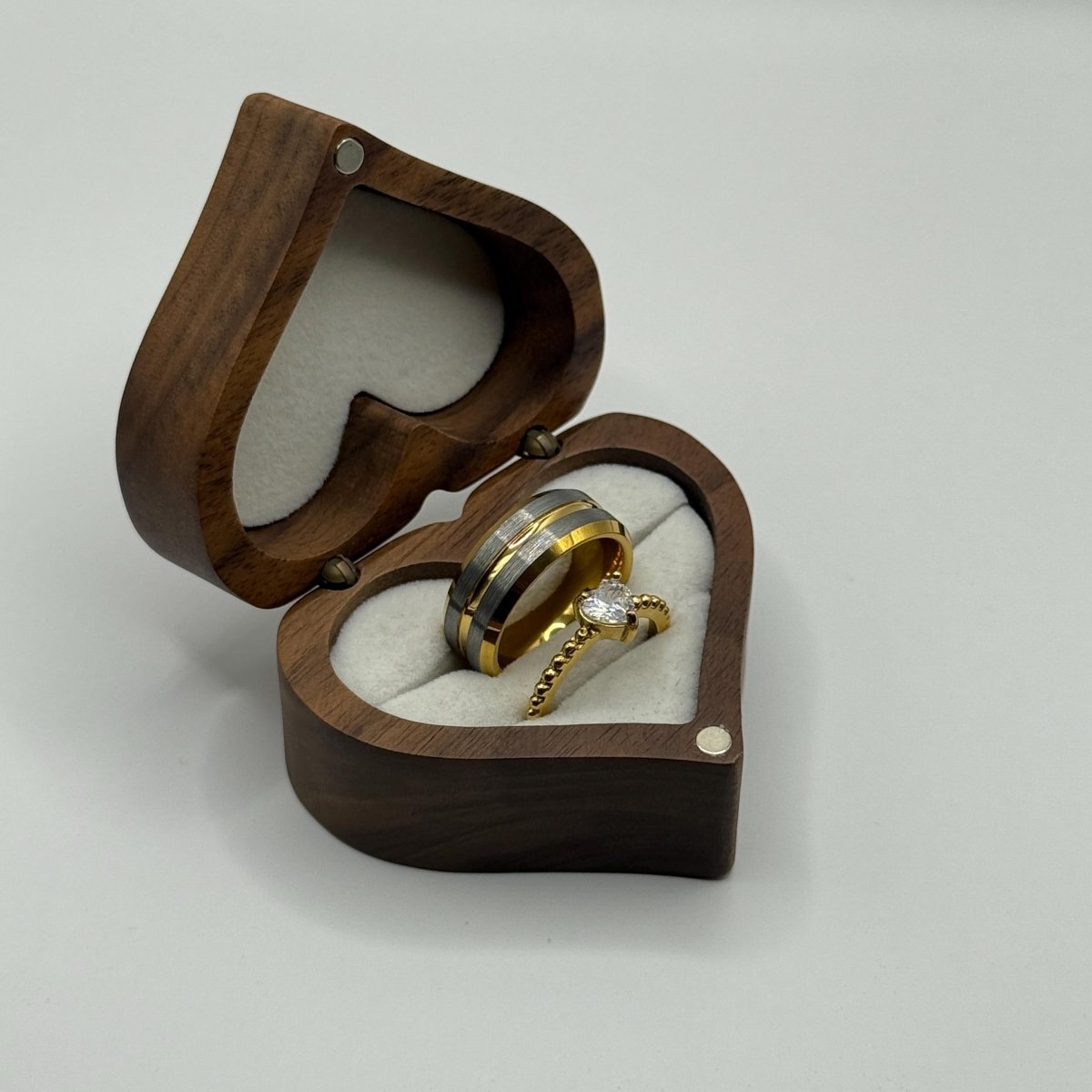 Stainless Steel and Tungsten Ring Silver & Gold Design | “Amarossa - CouplesPicks