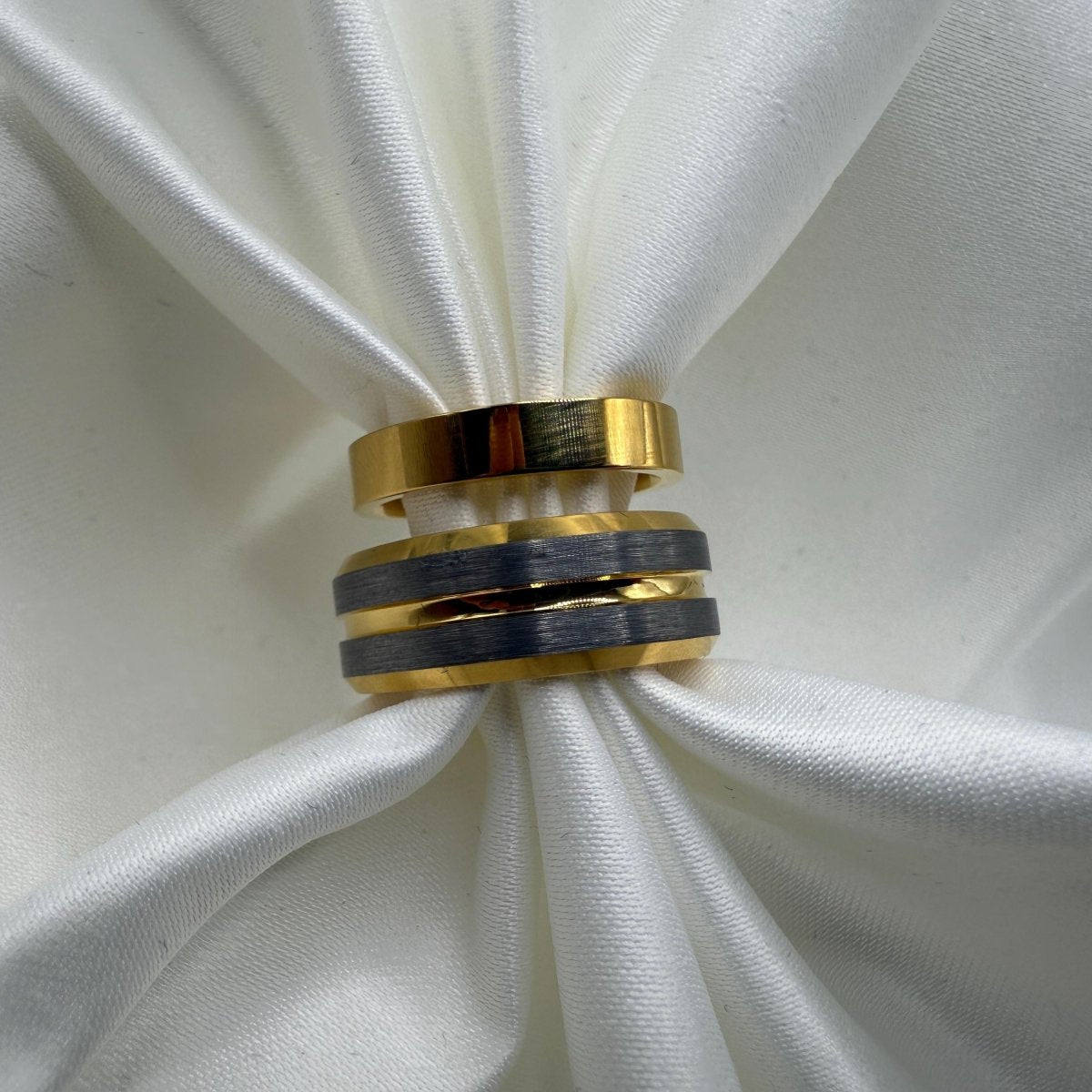 Stainless Steel and Tungsten Ring Silver & Gold Design | “Auremir - CouplesPicks