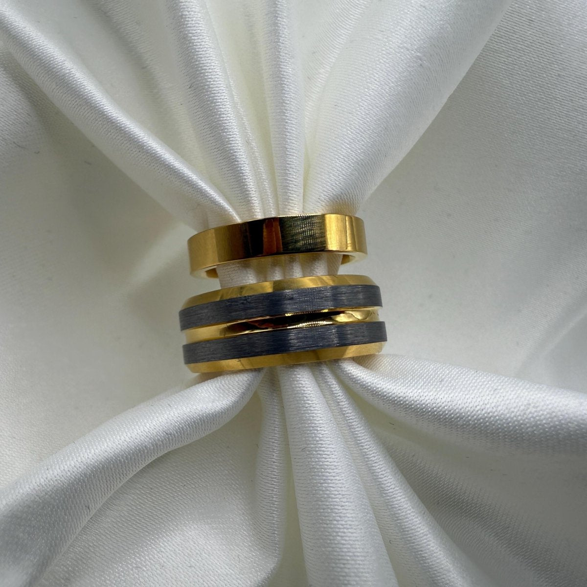 Stainless Steel and Tungsten Ring Silver & Gold Design | “Auremir - CouplesPicks