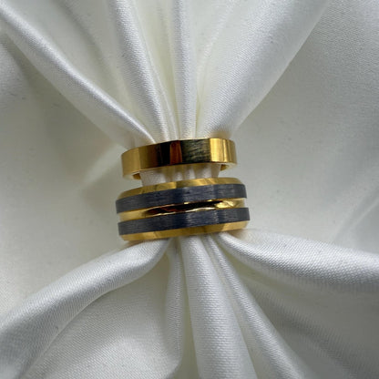 Stainless Steel and Tungsten Ring Silver & Gold Design | “Auremir - CouplesPicks