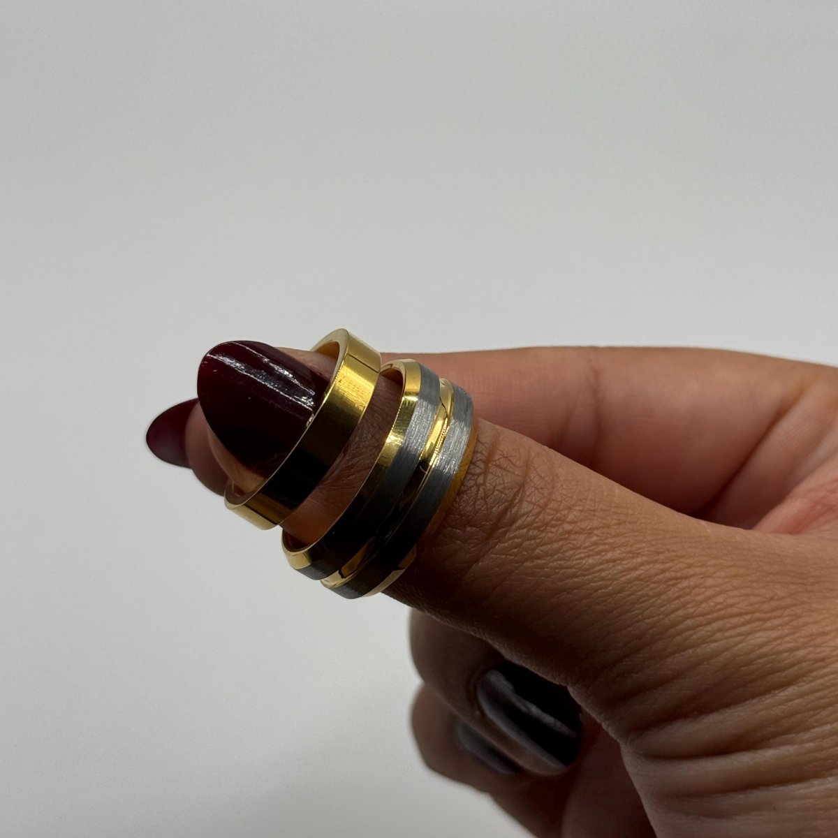 Stainless Steel and Tungsten Ring Silver & Gold Design | “Auremir - CouplesPicks