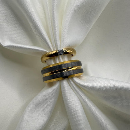 Stainless Steel and Tungsten Ring Silver & Gold Design | “Eryndralis - CouplesPicks