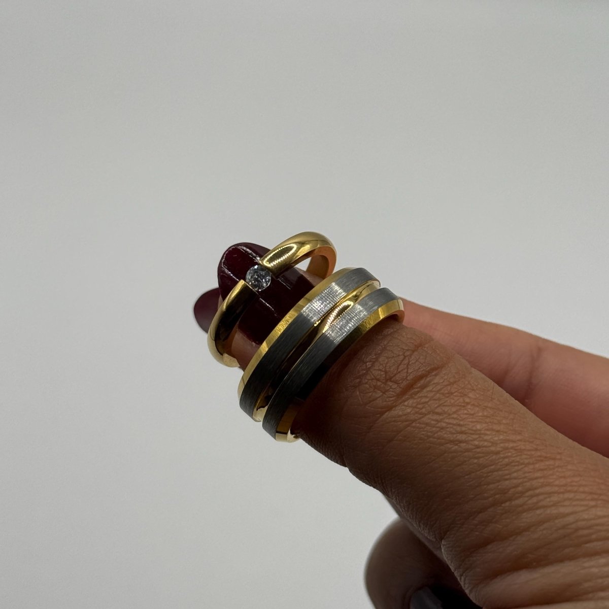 Stainless Steel and Tungsten Ring Silver & Gold Design | “Eryndralis - CouplesPicks