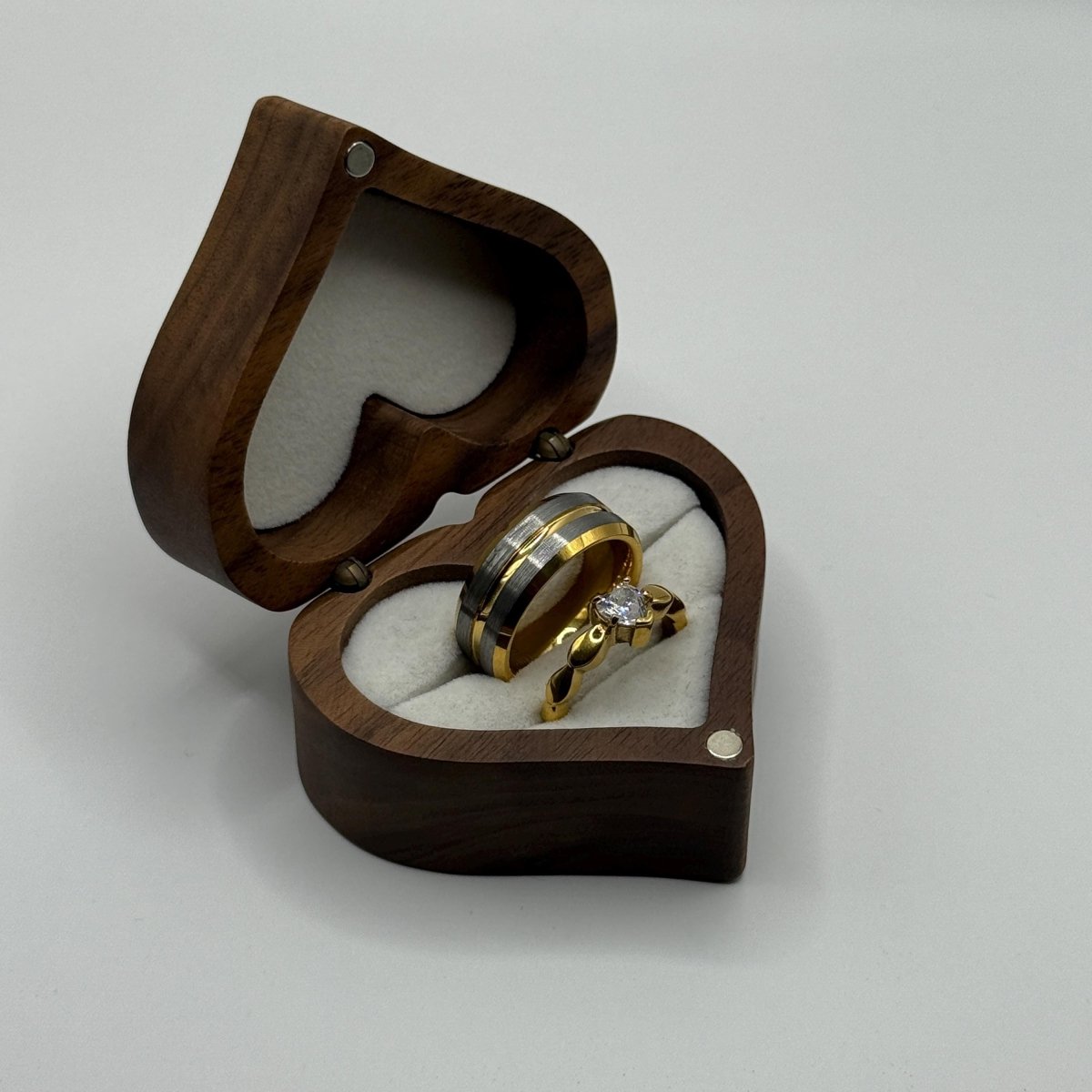 Stainless Steel and Tungsten Ring Silver & Gold Design | “Lioraen - CouplesPicks