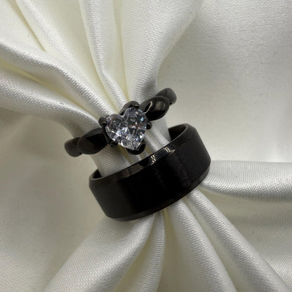 Stainless Steel Ring – Black Blossom Design | “Eternal Bloom” - CouplesPicks
