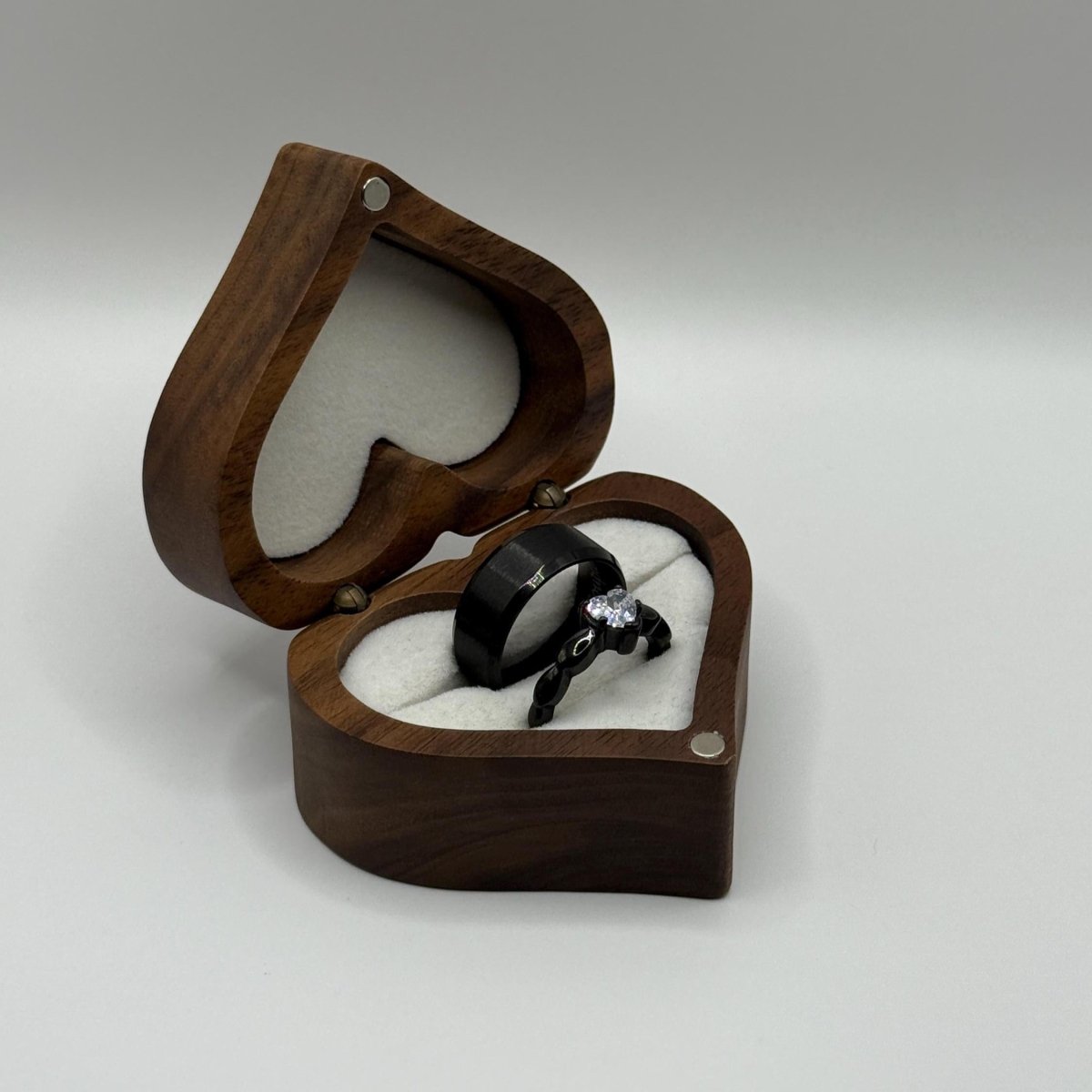 Stainless Steel Ring Black Blossom Design | “Eternal Bloom - CouplesPicks