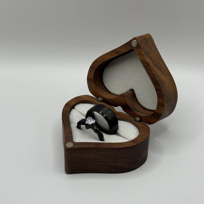 Stainless Steel Ring Black Blossom Design | “Eternal Bloom - CouplesPicks