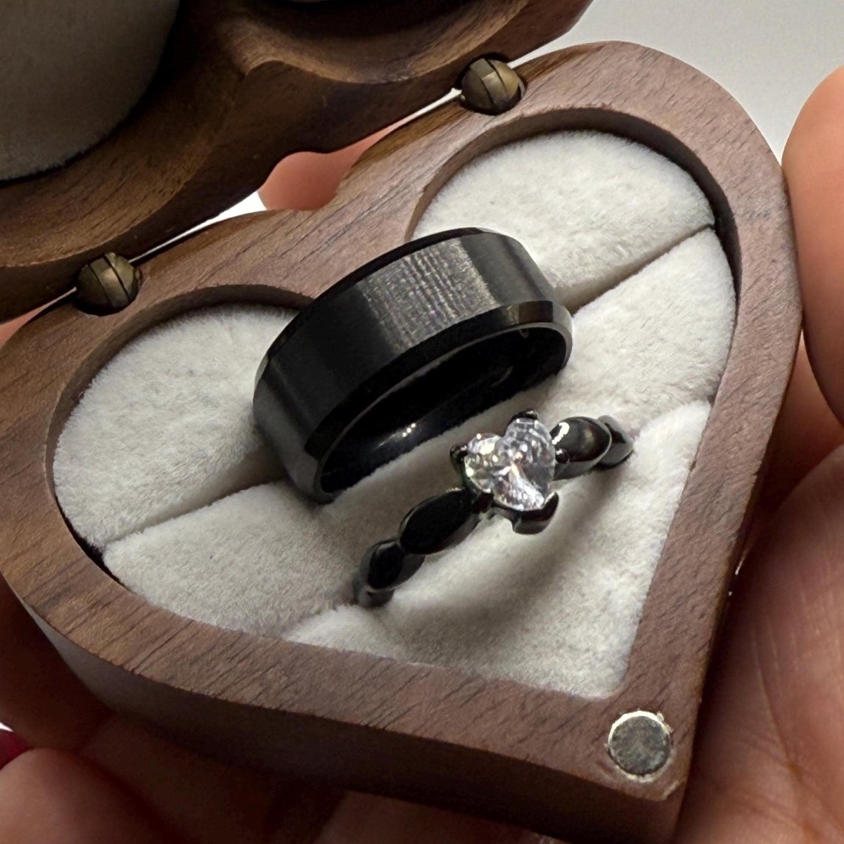 Stainless Steel Ring Black Blossom Design | “Eternal Bloom - CouplesPicks