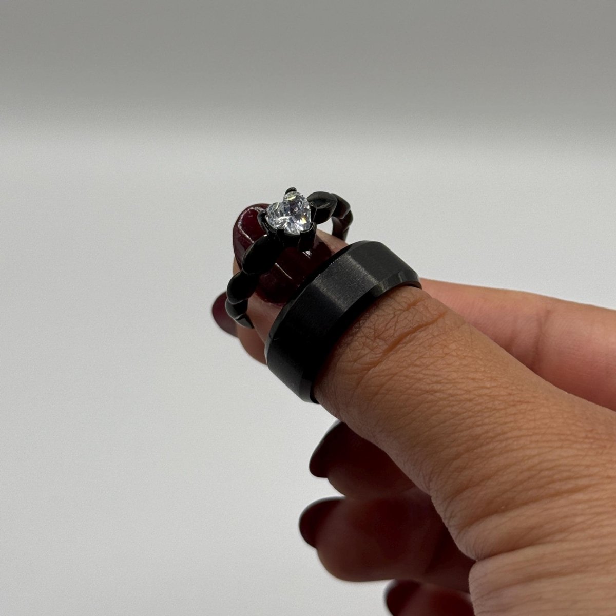 Stainless Steel Ring – Black Blossom Design | “Eternal Bloom” - CouplesPicks