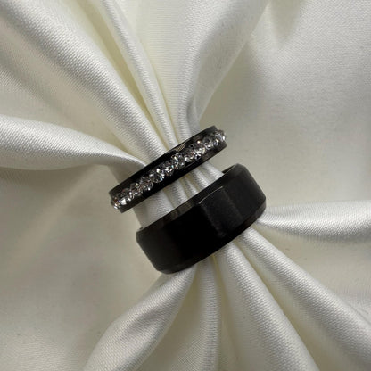 Stainless Steel Ring Black Celestial Design | “Starlight Row - CouplesPicks