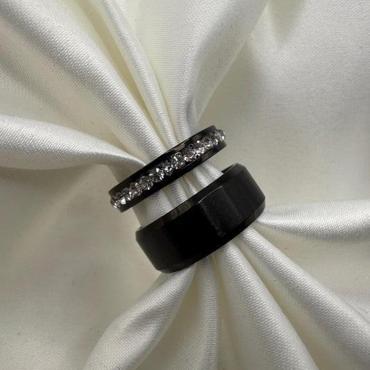 Stainless Steel Ring Black Celestial Design | “Starlight Row - CouplesPicks