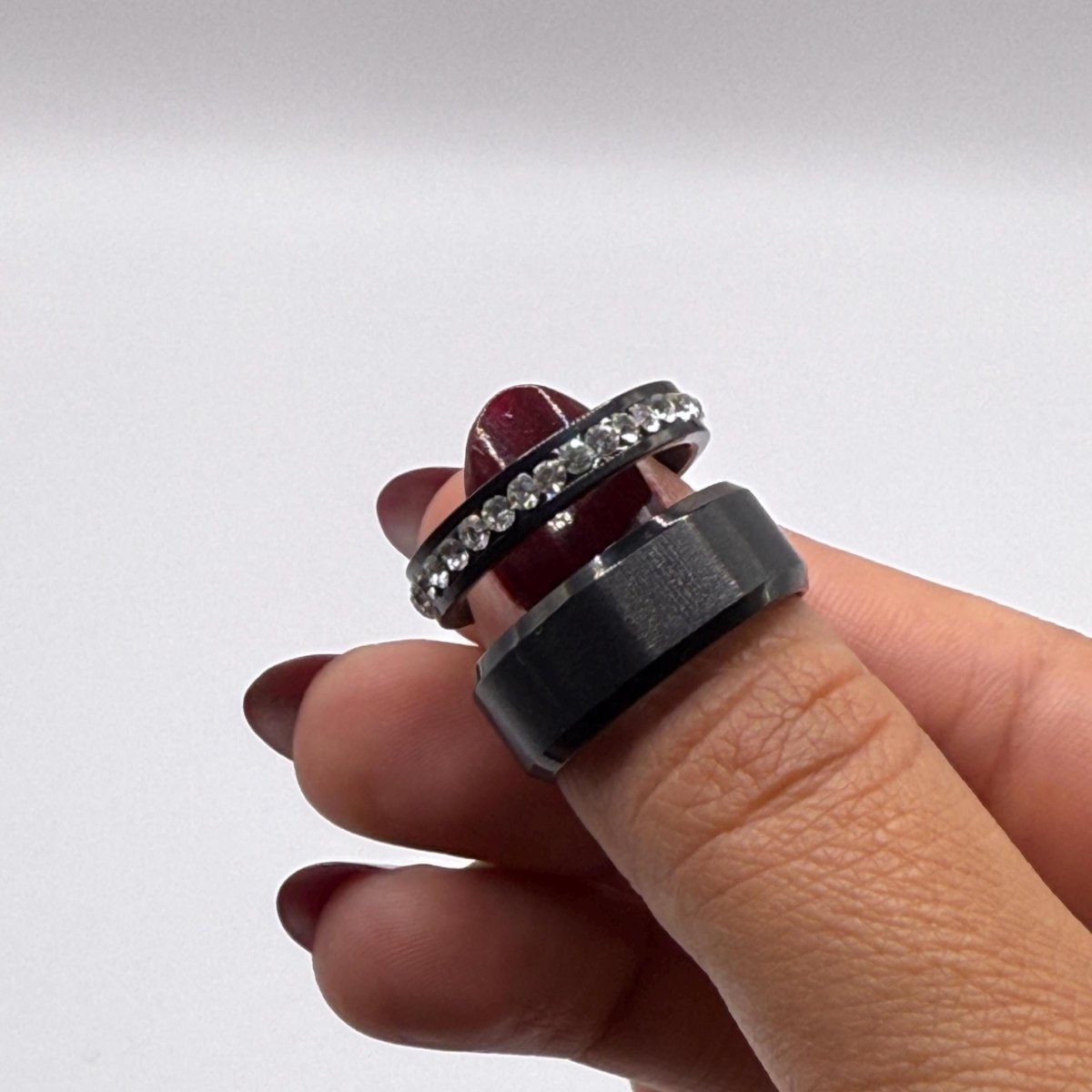 Stainless Steel Ring Black Celestial Design | “Starlight Row - CouplesPicks