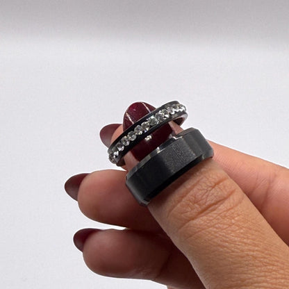 Stainless Steel Ring Black Celestial Design | “Starlight Row - CouplesPicks