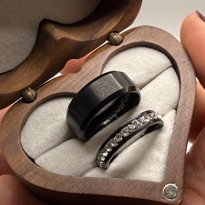Stainless Steel Ring Black Celestial Design | “Starlight Row - CouplesPicks