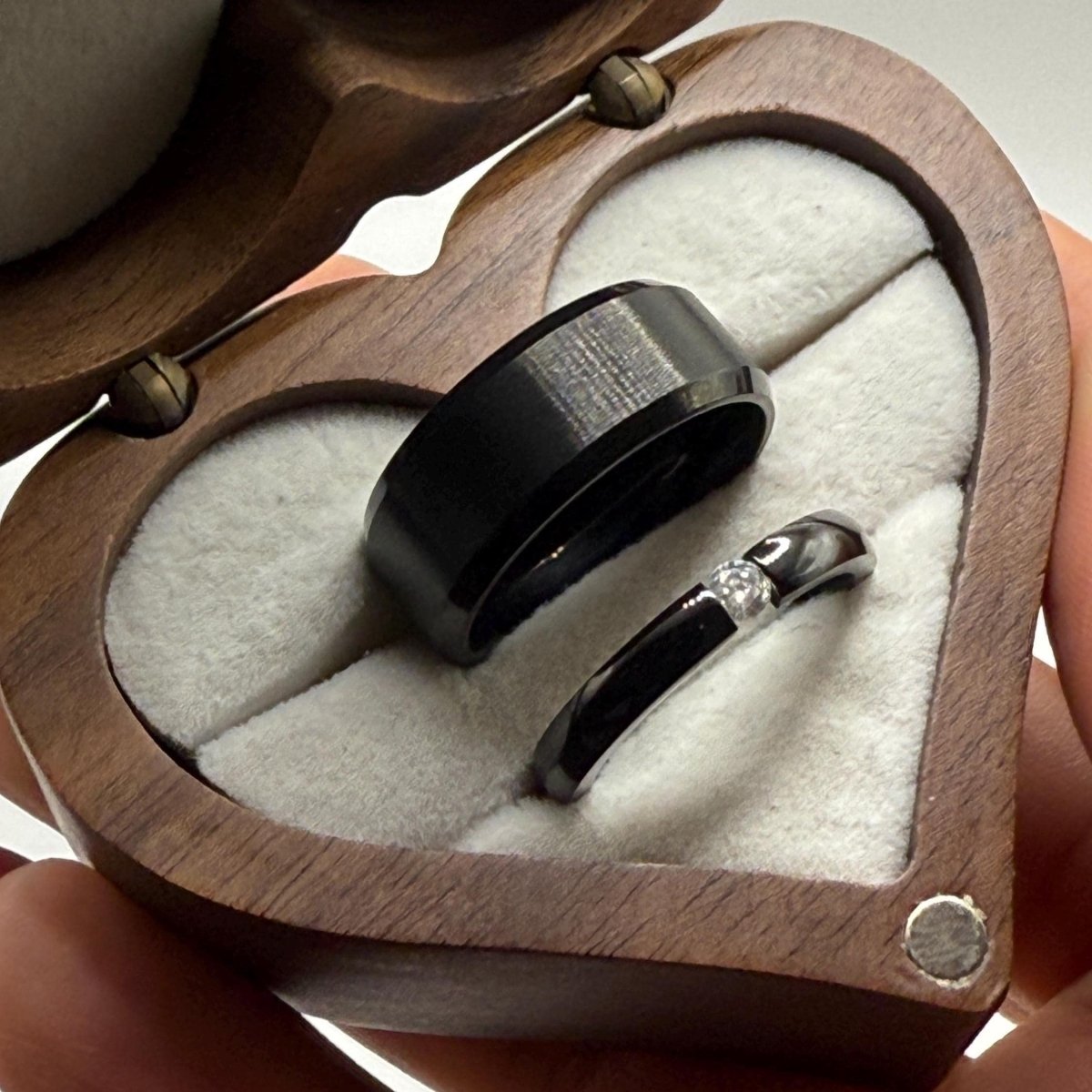 Stainless Steel Ring Black Lunar Design | “Luna Bond - CouplesPicks