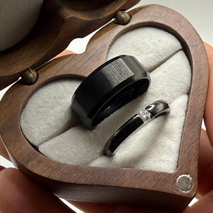 Stainless Steel Ring Black Lunar Design | “Luna Bond - CouplesPicks