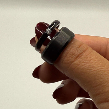Stainless Steel Ring Black Lunar Design | “Luna Bond - CouplesPicks