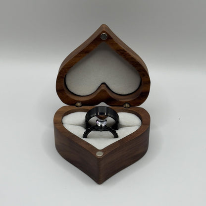 Stainless Steel Ring Black Passion Design | “Midnight Heart - CouplesPicks