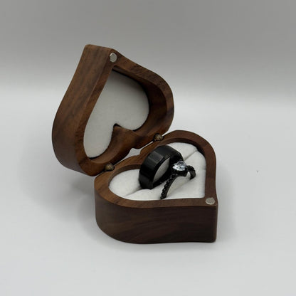 Stainless Steel Ring Black Passion Design | “Midnight Heart - CouplesPicks