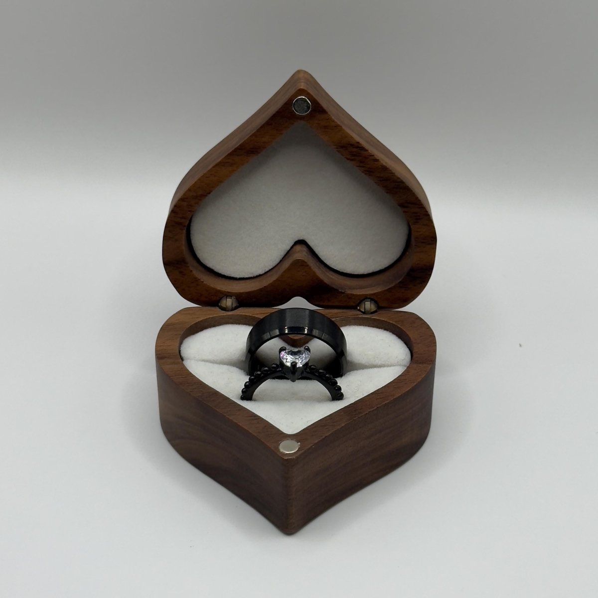 Stainless Steel Ring Black Passion Design | “Midnight Heart - CouplesPicks
