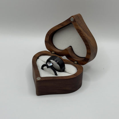 Stainless Steel Ring Black Passion Design | “Midnight Heart - CouplesPicks