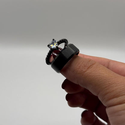 Stainless Steel Ring Black Passion Design | “Midnight Heart - CouplesPicks