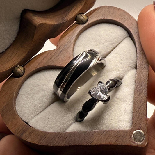 Stainless Steel Ring Black & Silver Design | “Lunar Knot - CouplesPicks
