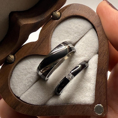Stainless Steel Ring – Black & Silver Design | “Nyxoria” - CouplesPicks
