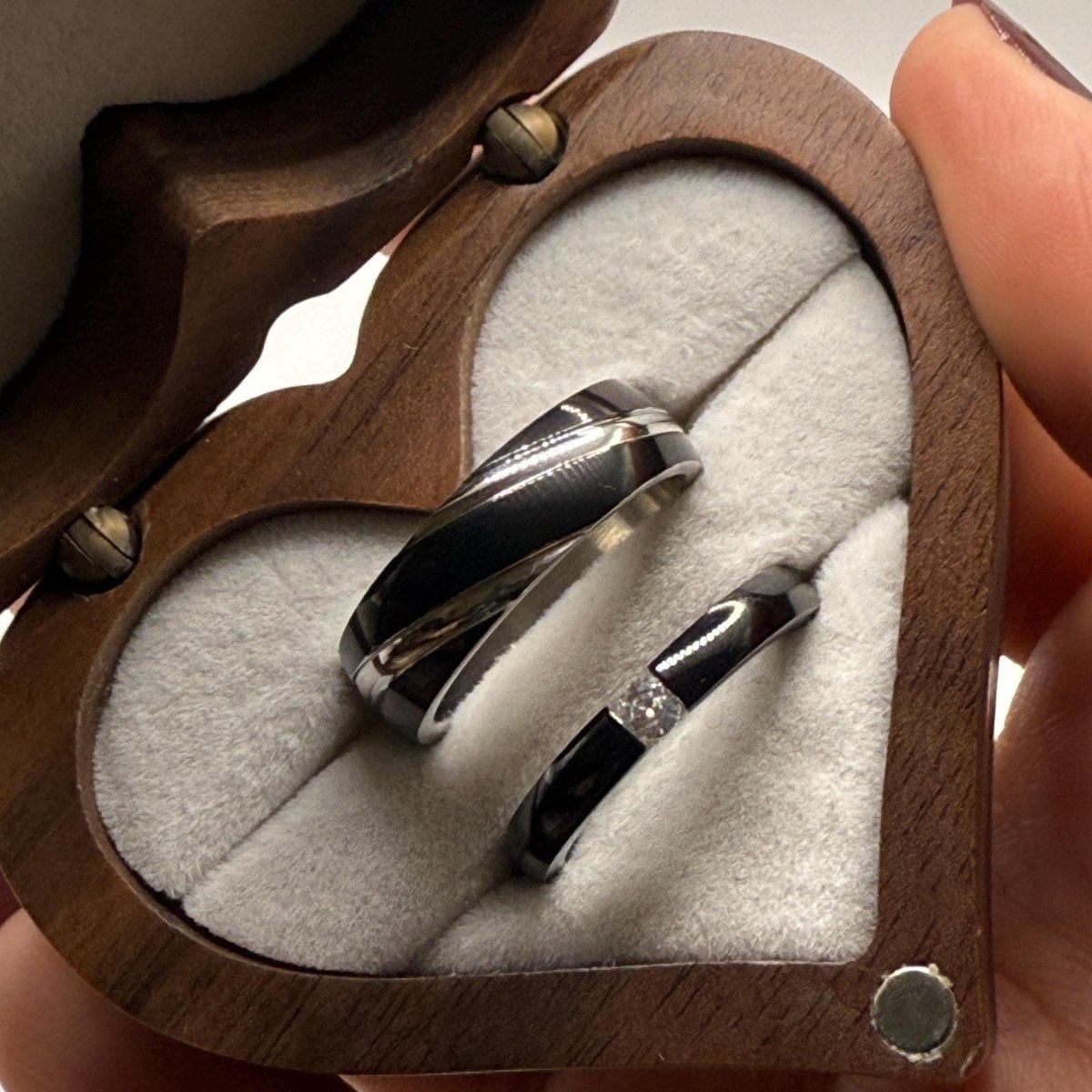 Stainless Steel Ring Black & Silver Design | “Nyxoria - CouplesPicks