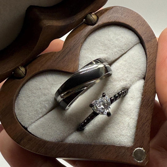 Stainless Steel Ring Black & Silver Design | “Zorynthia - CouplesPicks