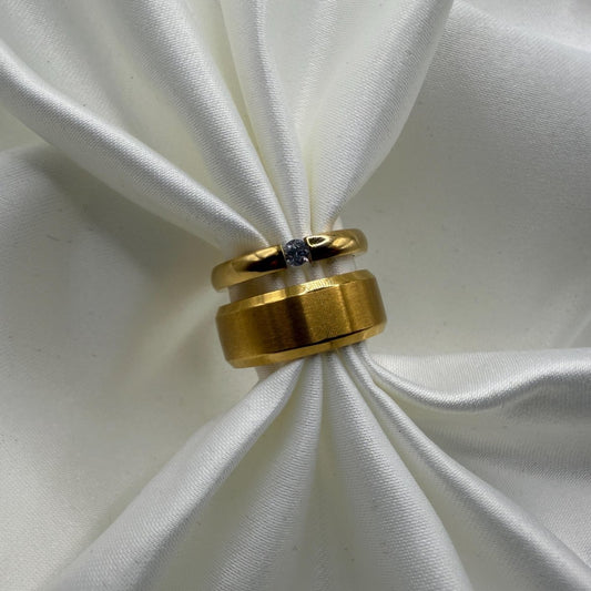 Stainless Steel Ring – Gold Celestial Design | “Aurealis” - CouplesPicks