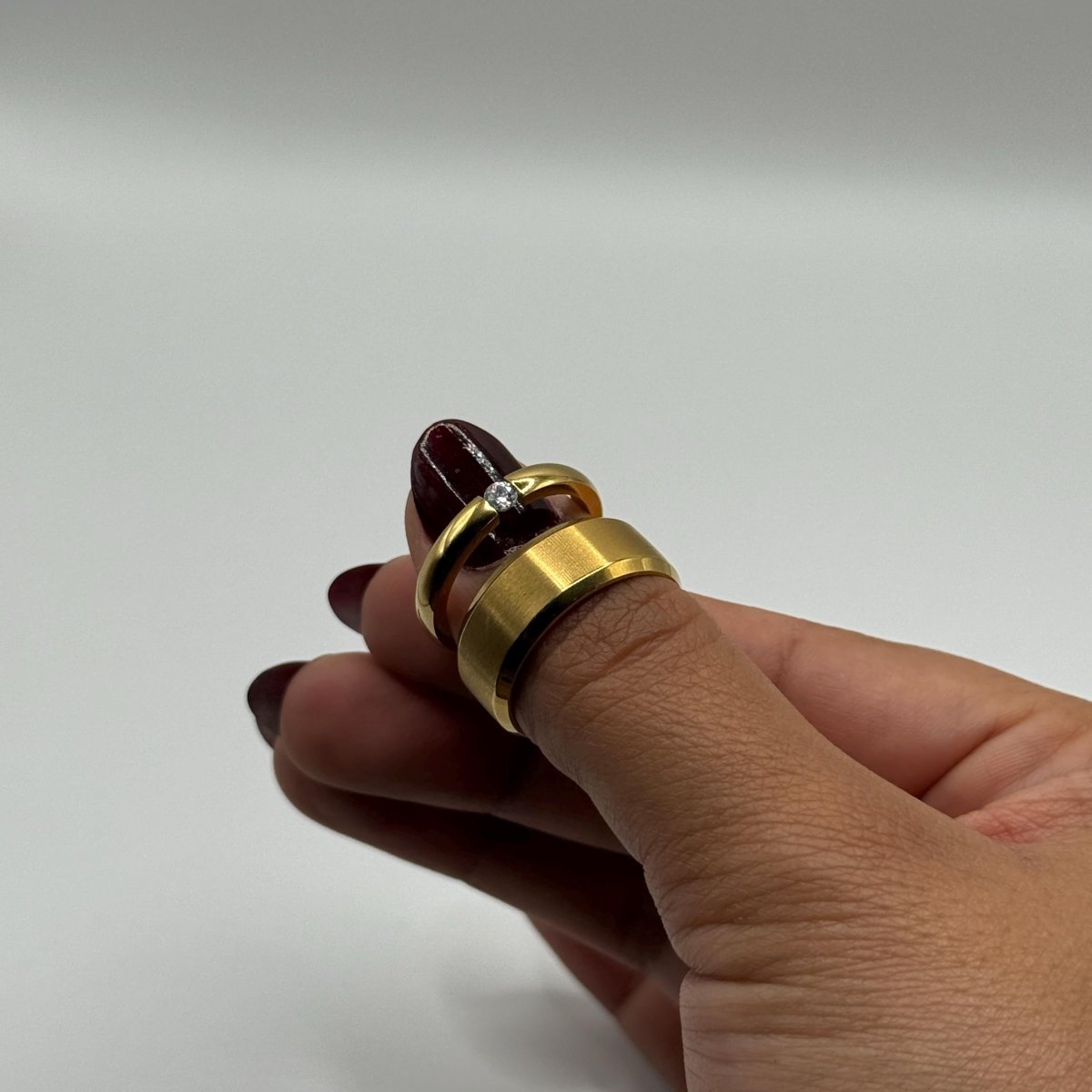 Stainless Steel Ring Gold Celestial Design | “Aurealis - CouplesPicks
