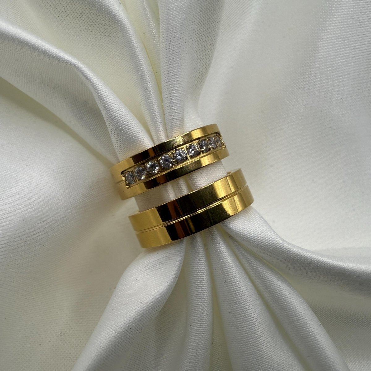 Stainless Steel Ring – Gold Couple Design | “Solare” - CouplesPicks
