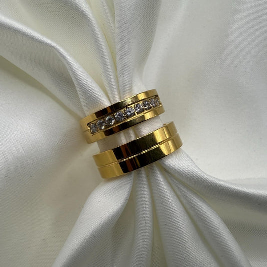 Stainless Steel Ring – Gold Couple Design | “Solare” - CouplesPicks