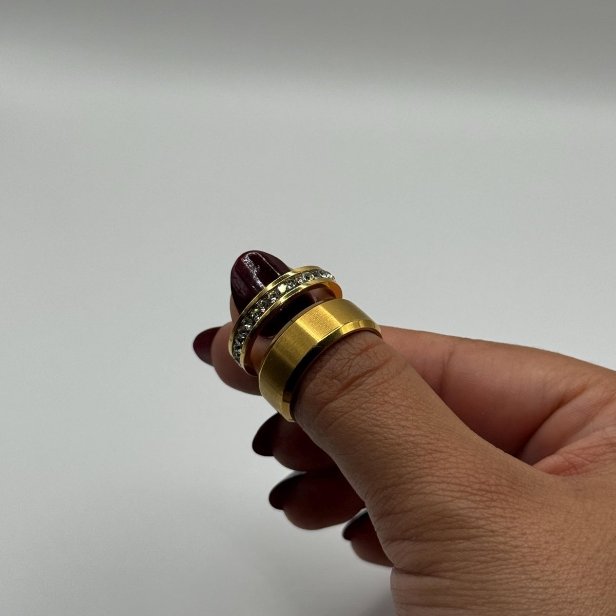 Stainless Steel Ring Gold Harmony Design | “Aurivian - CouplesPicks