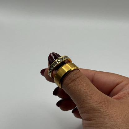 Stainless Steel Ring Gold Harmony Design | “Aurivian - CouplesPicks