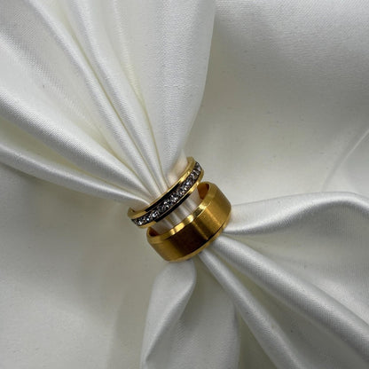 Stainless Steel Ring Gold Harmony Design | “Aurivian - CouplesPicks
