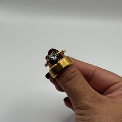 Stainless Steel Ring Gold Harmony Design | “Elarion - CouplesPicks