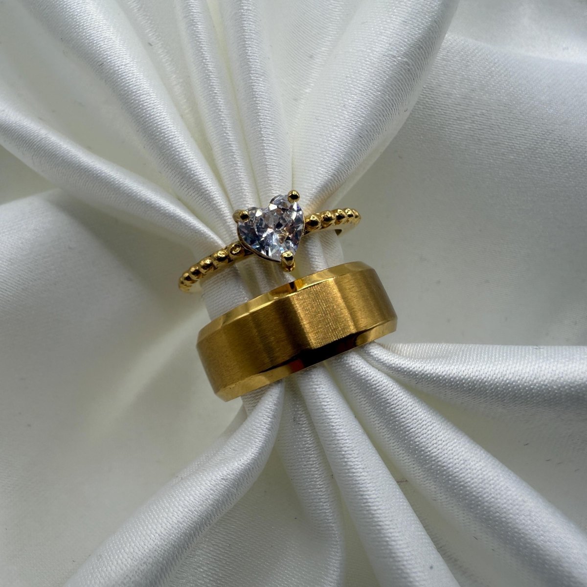 Stainless Steel Ring Gold Harmony Design | “Elarion - CouplesPicks