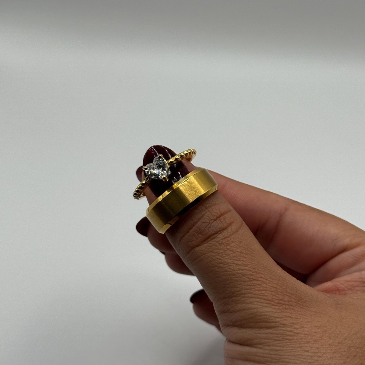 Stainless Steel Ring Gold Harmony Design | “Elarion - CouplesPicks