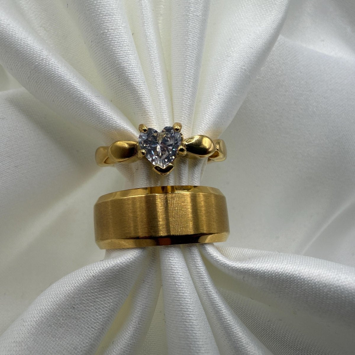 Stainless Steel Ring Gold Regal Design | “Coravelle - CouplesPicks