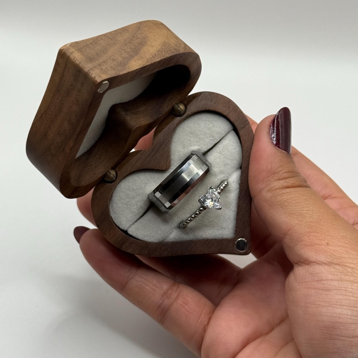 Stainless Steel Ring Matching Couple Design with Zirconia | “Lunyra - CouplesPicks