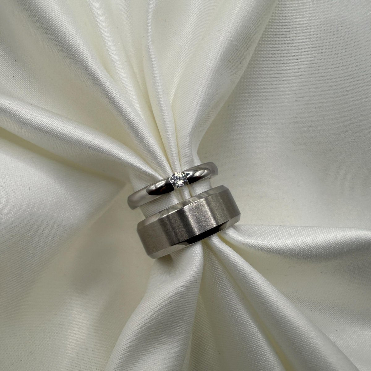 Stainless Steel Ring Matching Couple Design with Zirconia | “Orravyn - CouplesPicks