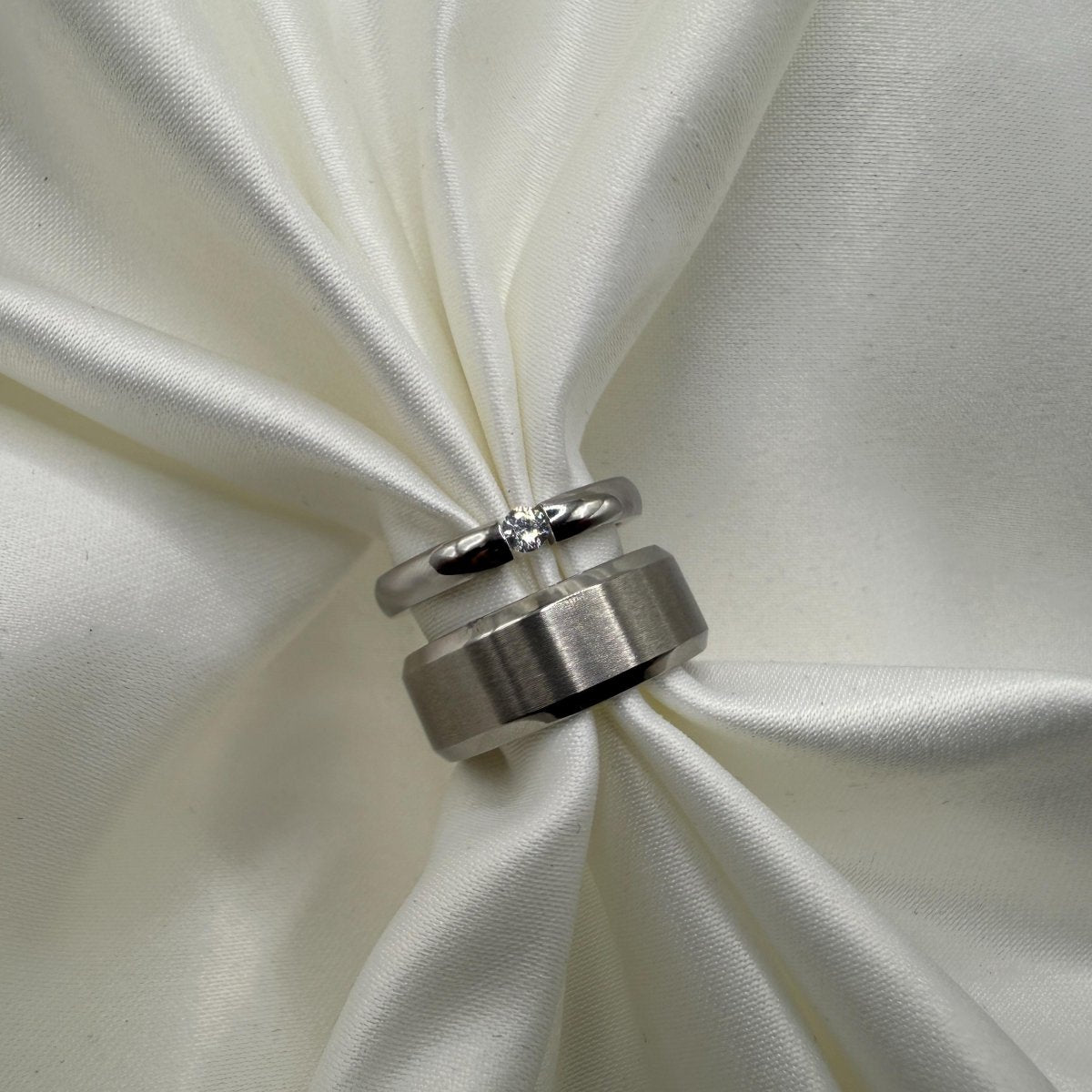Stainless Steel Ring Matching Couple Design with Zirconia | “Orravyn - CouplesPicks