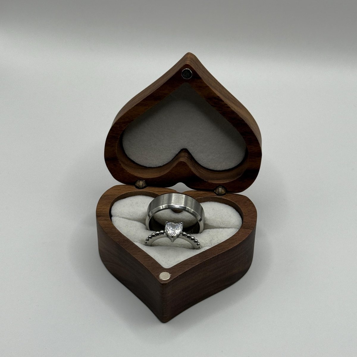 Stainless Steel Ring Matching Couple Design with Zirconia | “Seraphis - CouplesPicks