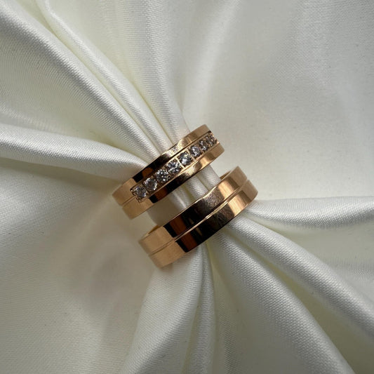 Stainless Steel Ring Rose Gold Couple Design | “Aurionne - CouplesPicks