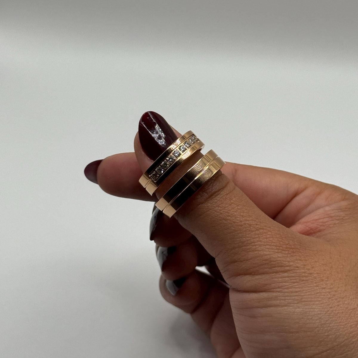 Stainless Steel Ring Rose Gold Couple Design | “Aurionne - CouplesPicks
