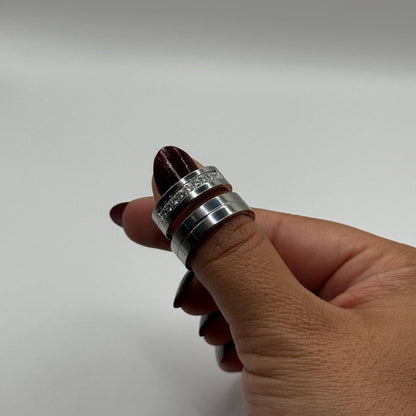 Stainless Steel Ring Silver Couple Design | “Lumare - CouplesPicks